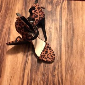Animal print heeled sandals